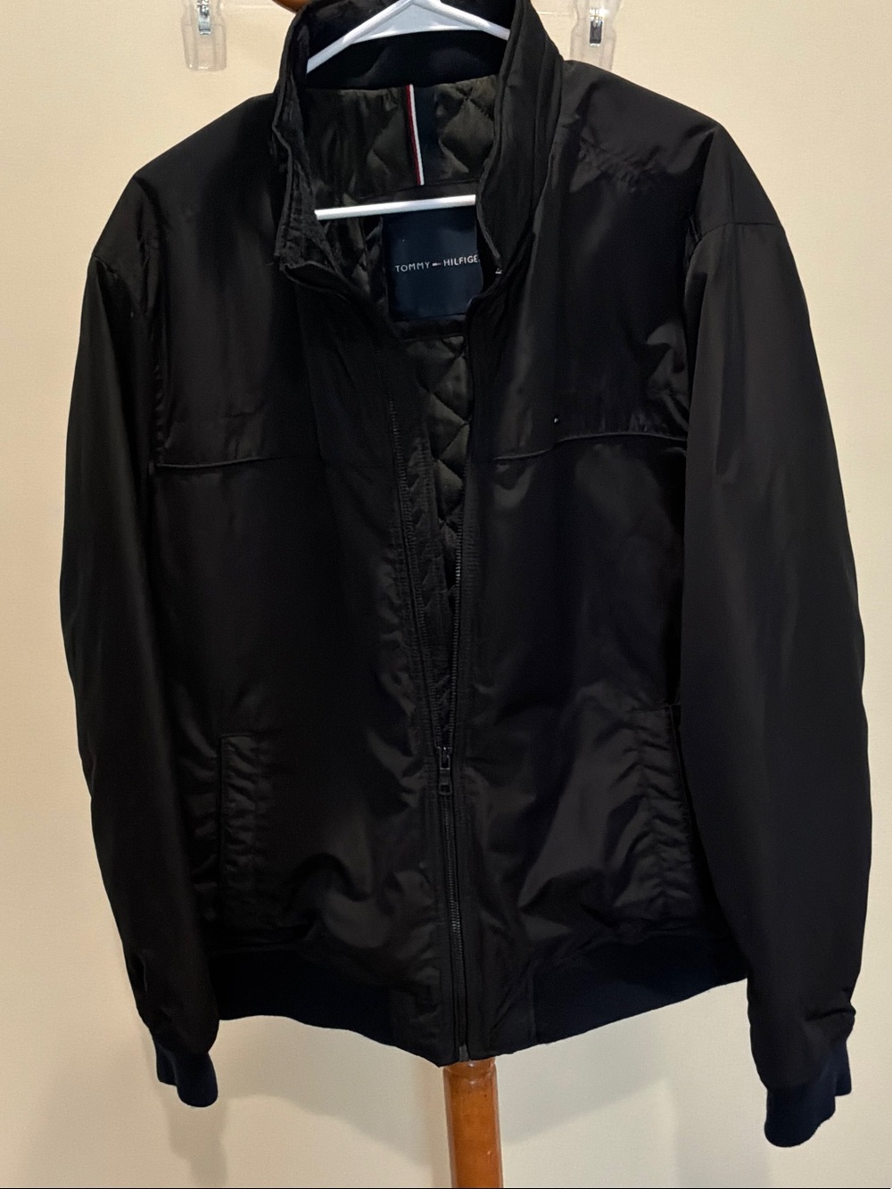 Tommy Hilfiger Black Quilted Collar Bomber Jacket